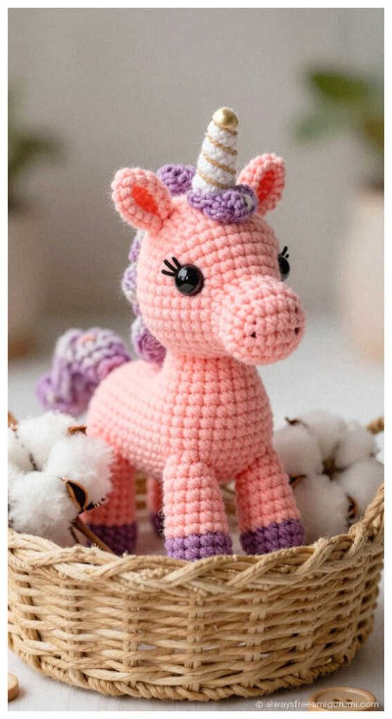 Playful amigurumi unicorn idea with a mischievous expression, an engaging project for your Quick to Make Amigurumi hobby.