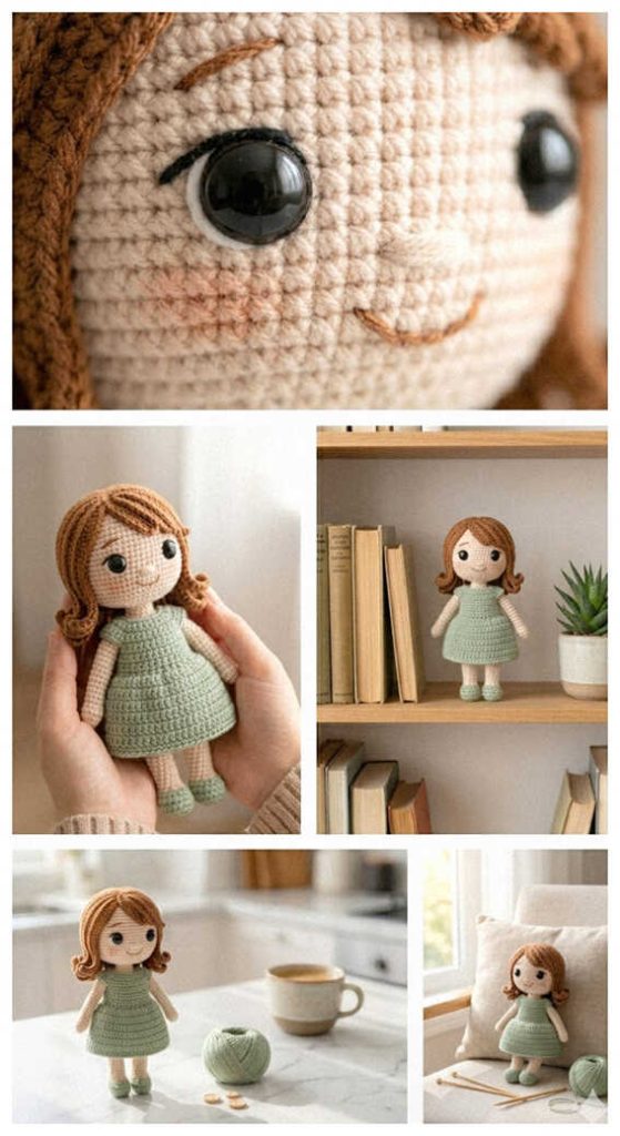 cute amigurumi doll crochet doll small handmade toy with big eyes
