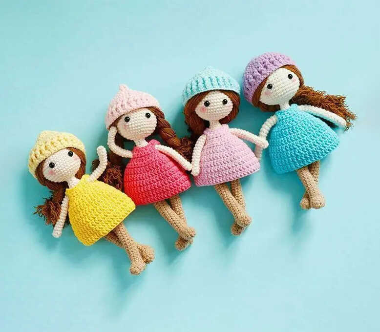 cute amigurumi doll in dress and hat free crochet pattern handmade doll