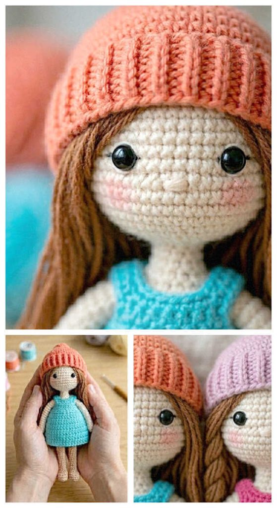 cute amigurumi doll crochet doll with hat and dress handmade toy