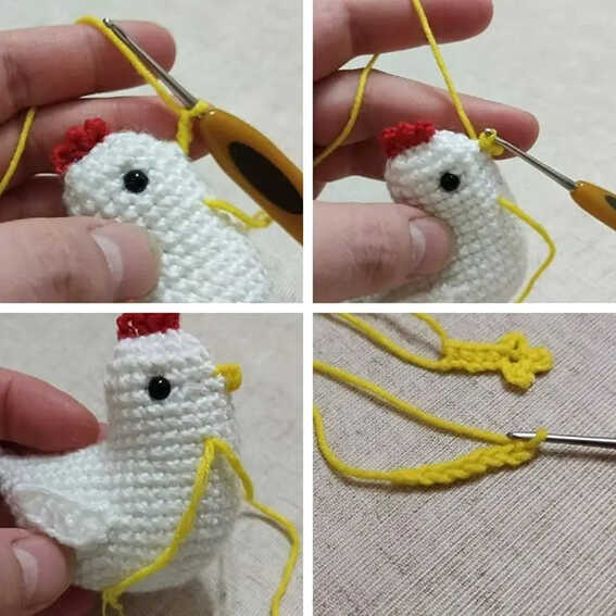 chicken amigurumi beak crochet part free pattern handmade toy detail