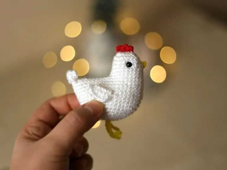 cute chicken amigurumi free crochet pattern small handmade bird toy in hand