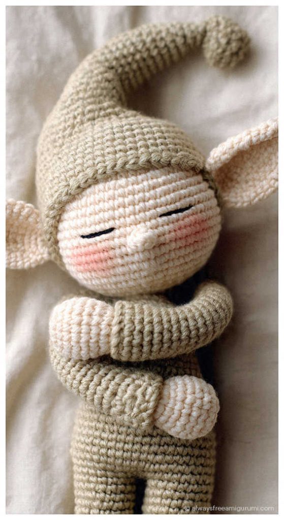 sleepy elf amigurumi crochet doll cute handmade elf toy soft crochet doll