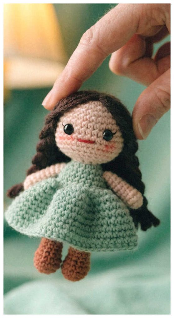 mini doll amigurumi crochet toy cute handmade doll in dress
