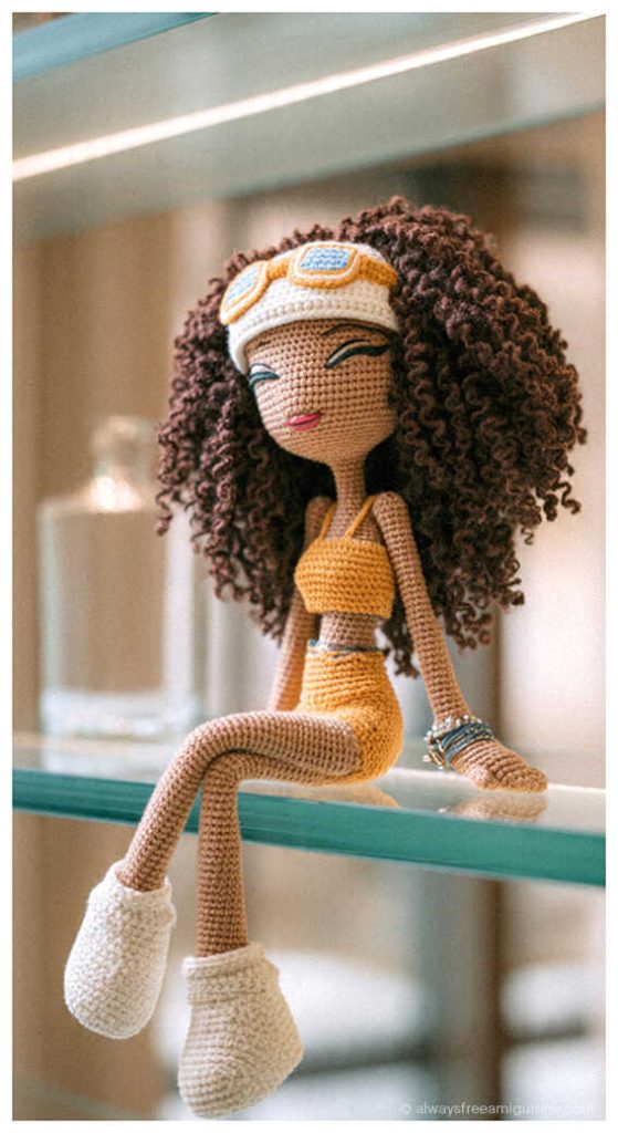 stylish amigurumi doll crochet doll handmade toy sitting decor