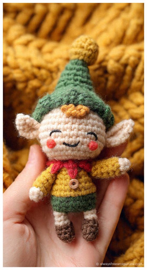 tiny elf amigurumi crochet doll cute handmade elf toy in hand