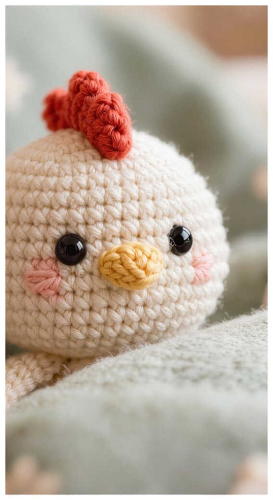 cute chicken amigurumi crochet toy small handmade bird doll with soft colors