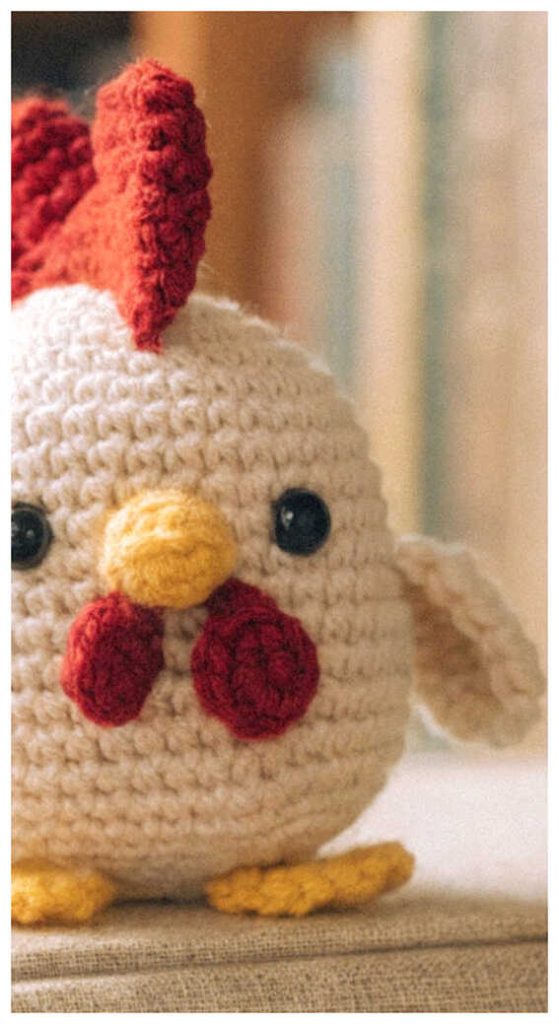cute chicken amigurumi crochet toy round handmade farm bird doll with wings