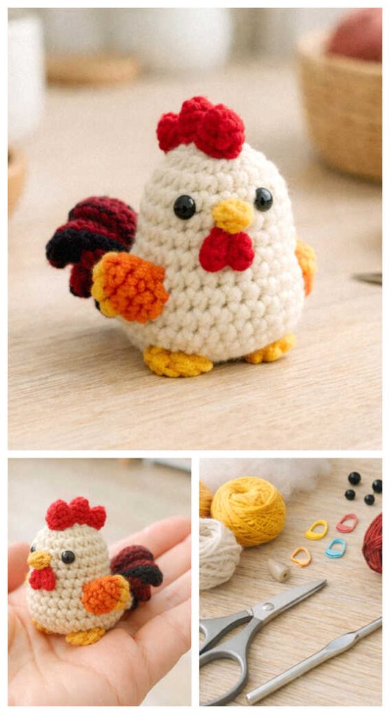 cute rooster amigurumi crochet toy small farm chicken crochet doll
