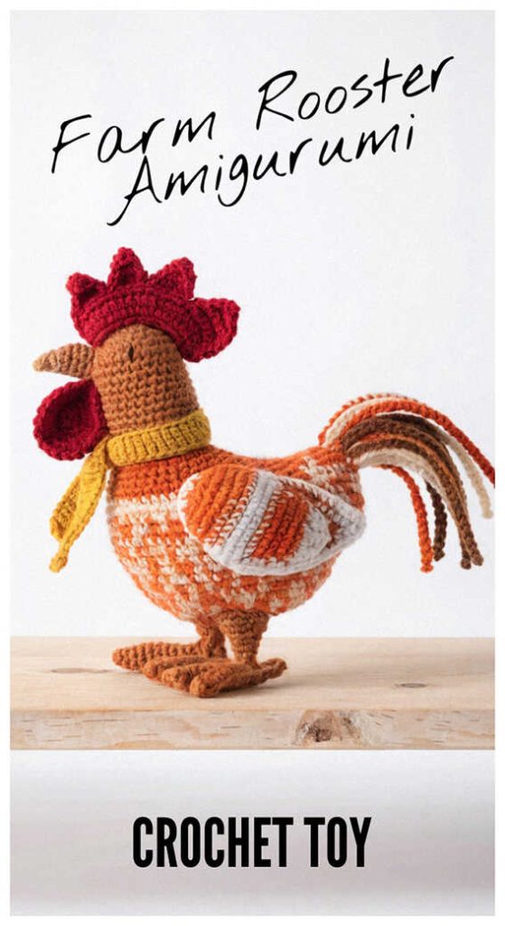 farm rooster amigurumi crochet toy colorful handmade rooster doll