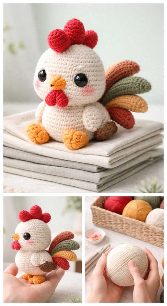 cute rooster amigurumi crochet toy small farm chicken crochet doll