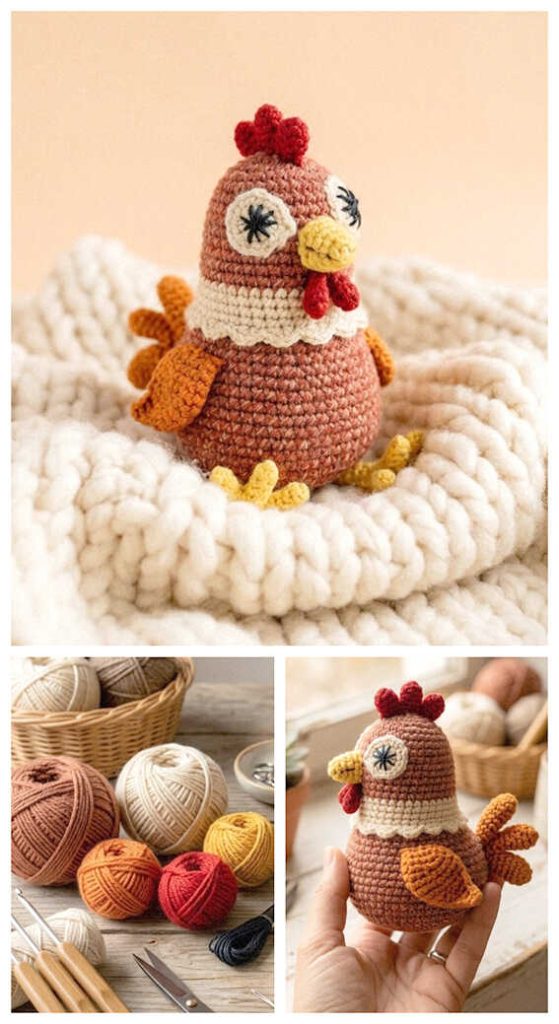 cute rooster amigurumi crochet toy small handmade farm rooster doll