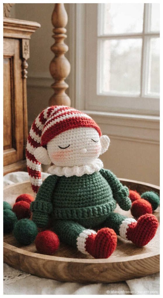 cute elf amigurumi crochet doll small handmade christmas elf toy decor