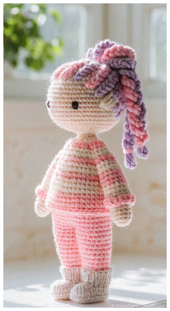 cute doll amigurumi crochet doll handmade toy with pastel outfit
