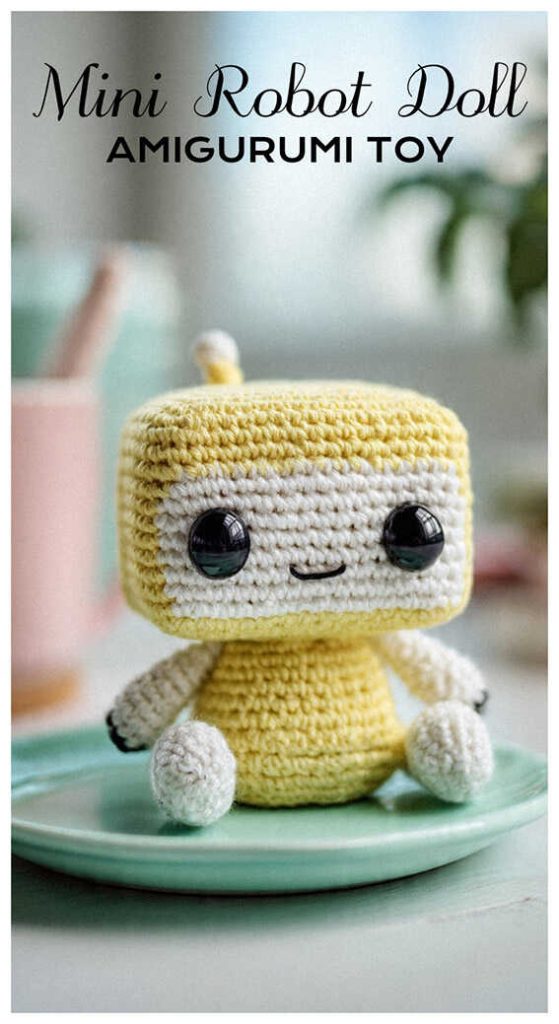 mini robot doll amigurumi crochet toy cute handmade robot character