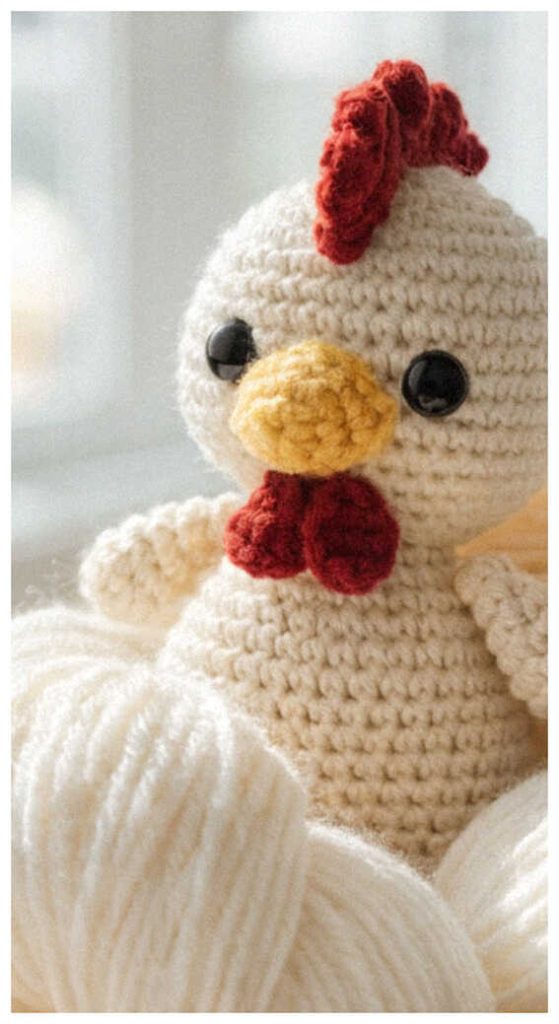 cute chicken amigurumi crochet toy handmade farm bird doll with yarn