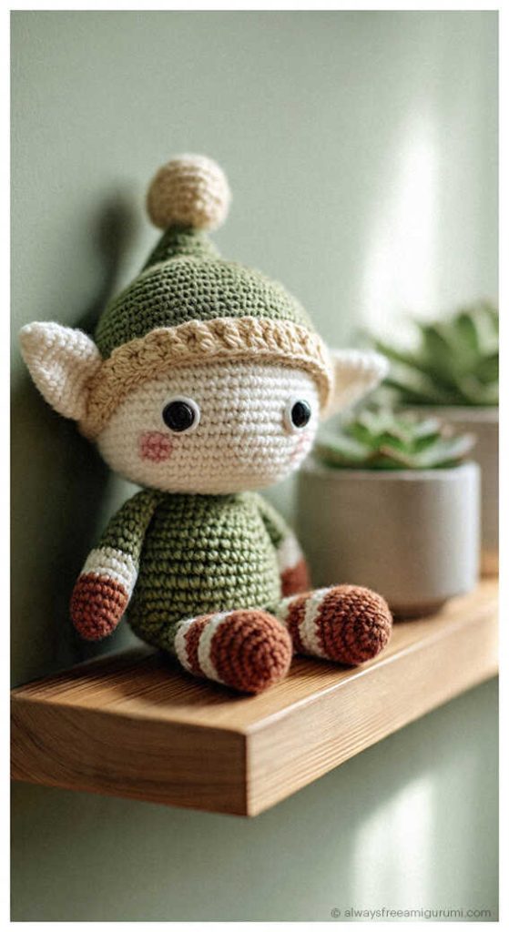 cute elf amigurumi crochet doll small handmade elf toy shelf decor