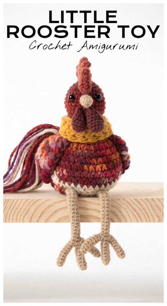 little rooster amigurumi crochet toy cute handmade farm rooster doll