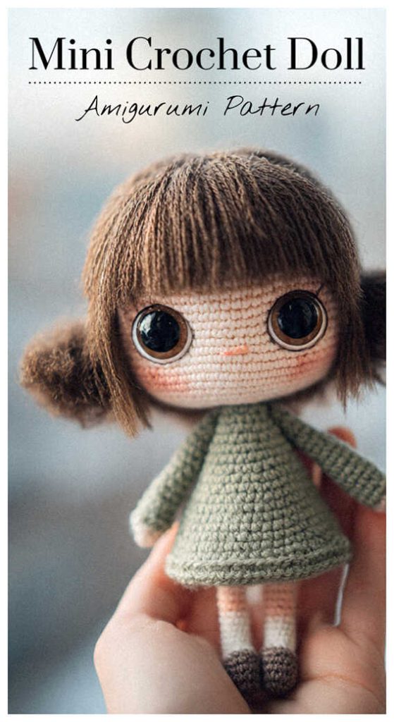 mini crochet doll amigurumi handmade toy with big eyes cute doll