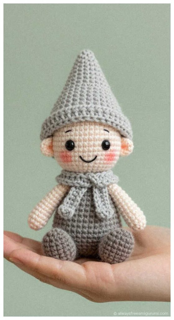 mini elf amigurumi crochet doll cute handmade elf toy in hand