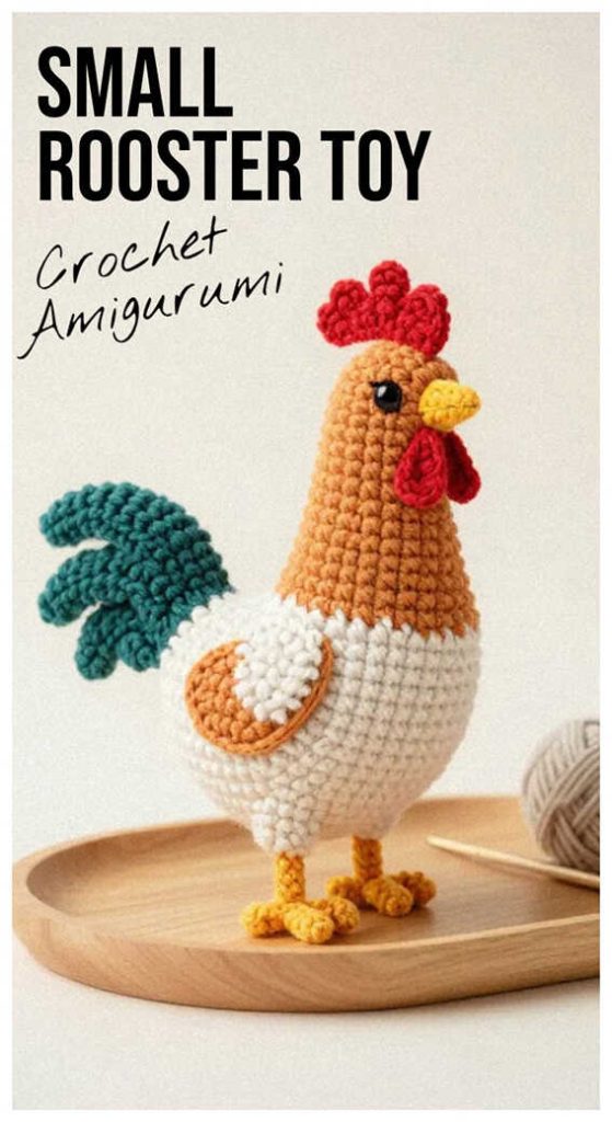 small rooster amigurumi crochet toy cute handmade farm rooster doll