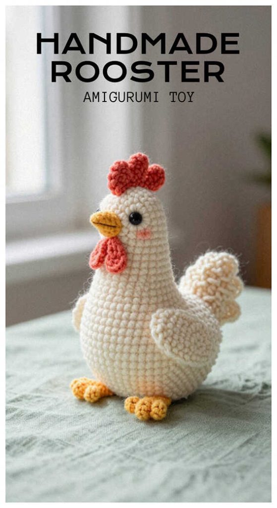 handmade rooster amigurumi crochet toy cute farm chicken doll