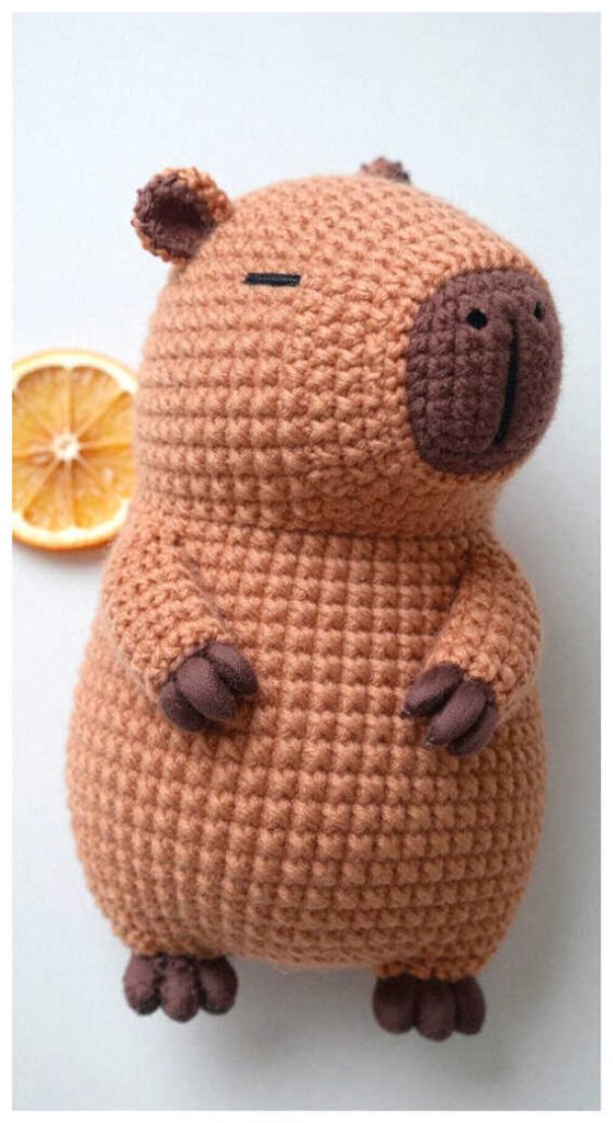 cute capybara amigurumi crochet toy handmade animal doll with honey jar