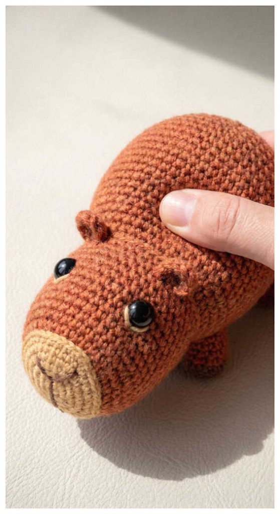 capybara amigurumi crochet toy cute handmade animal doll close up